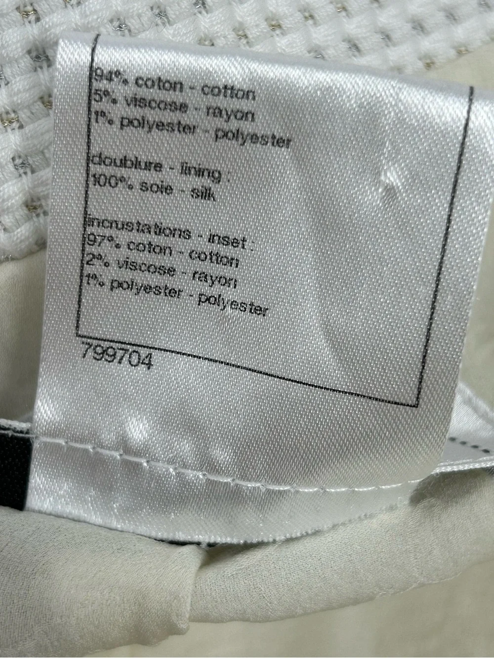 CHANEL Two-Tone Waffle Knit Button Jacket - White Navy Black
